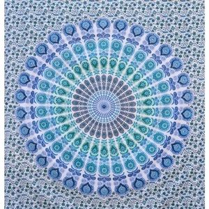 boho/hippie mandala blue&white tapestry